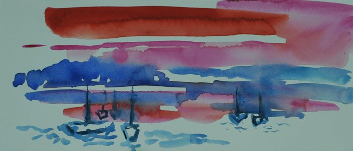 2004 Boats and a Red Sky Nova Scotia