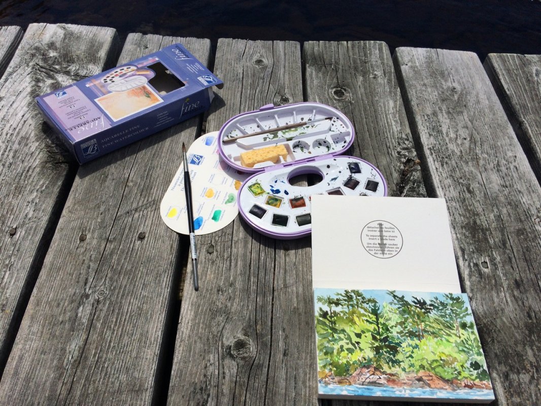 Painting at William's Lake with my new French Watercolour Set 2016